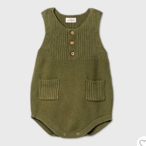 Sleeveless Henley Sweater Romper